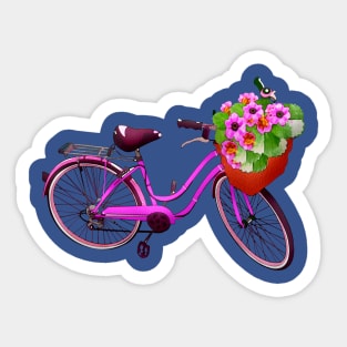 Girl Bike With Flowers Sticker